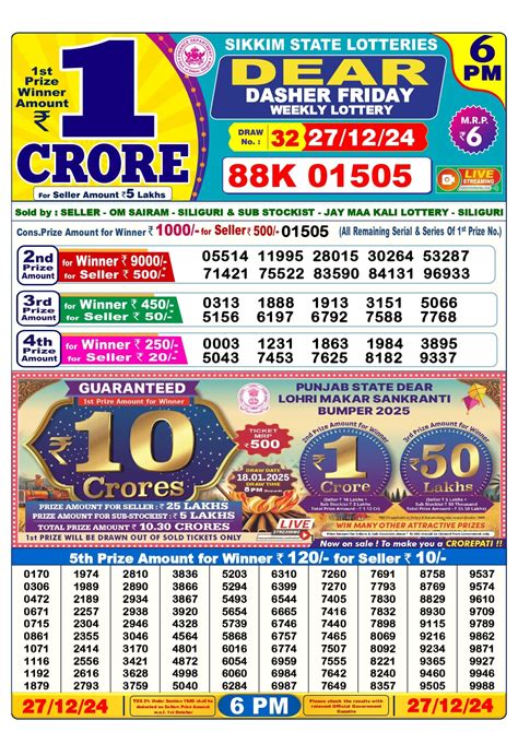 7 tarikh ki lottery result|Lottery Sambad 27 Tarik 1 PM 6 PM and 8 PM Result .